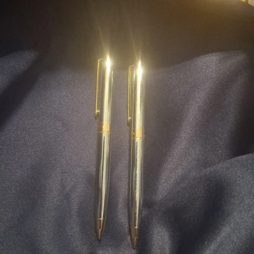 Vintage Pierre Cardin Silver & 18k Gold Plated Ballpoint Pen and Pencil Set
